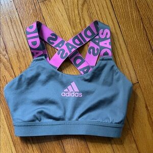 Adidas Gray Sports Bra with Pink Accents